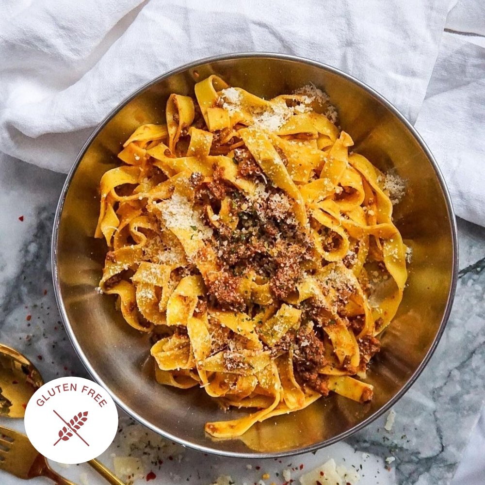 Bolognese-style (Ragu) Tagliatelle and Parmesan Cheese (Gluten Free)