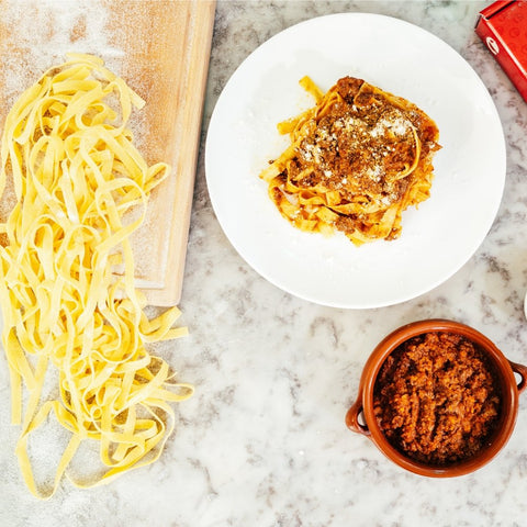 Bolognese-style (Ragu) Tagliatelle and Parmesan Cheese (Gluten Free)