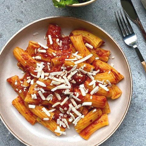 Rigatoni 'Nduja, Tomato Sauce and Ricotta Salata Cheese