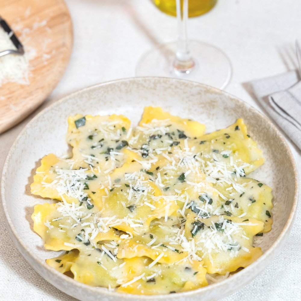 Spinach & Ricotta Ravioli, Butter & Sage, Parmesan