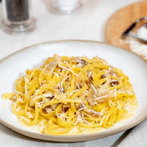 Spaghetti Carbonara and Pecorino Romano Cheese