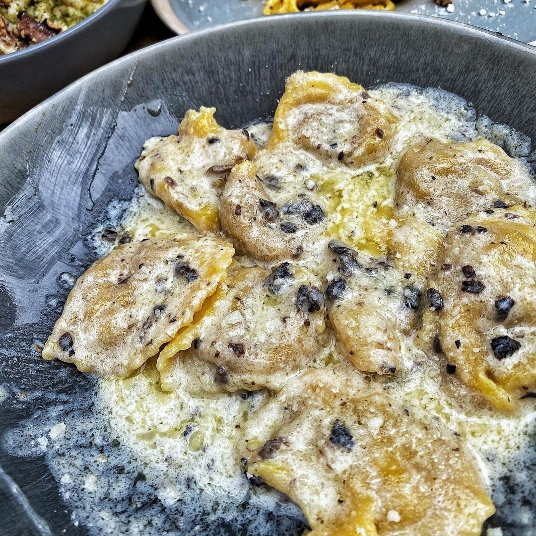 Wild Boar Ravioli, Truffle Sauce & Pecorino Romano Cheese