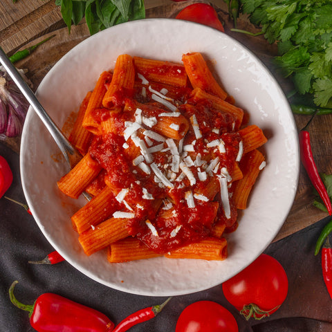 Rigatoni 'Nduja, Tomato Sauce and Ricotta Salata Cheese