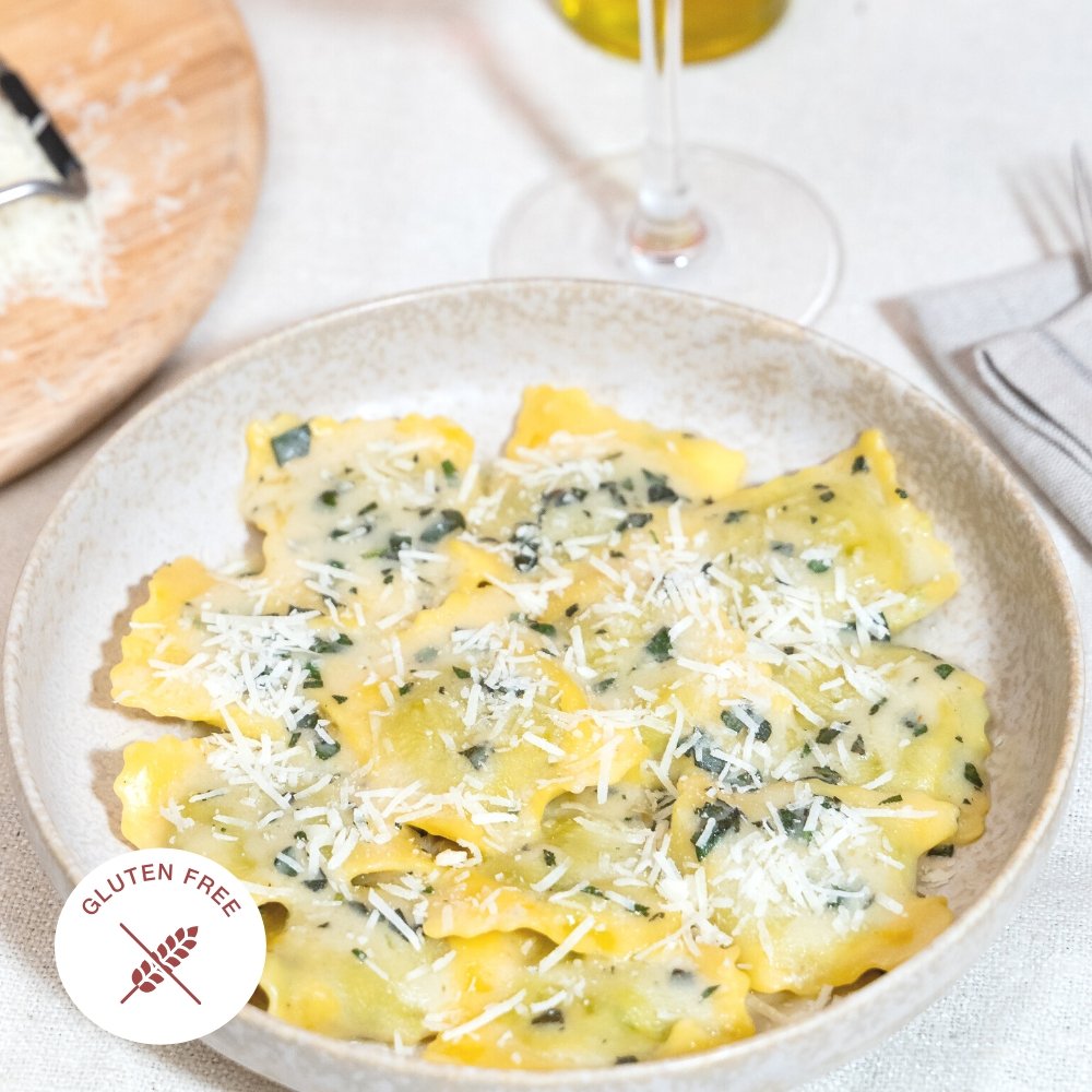 Spinach & Ricotta Ravioli, Butter & Sage, Parmesan (Gluten Free)
